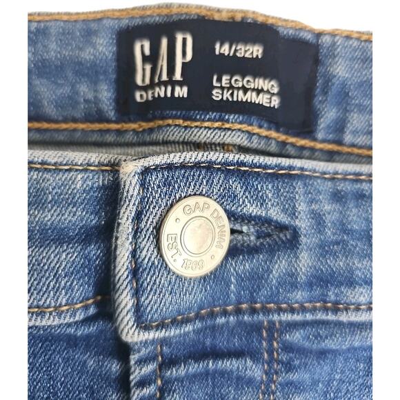 Gap 1969 Jeans Women Size 14/32R Blue Cotton Stretch High Rise Legging Skimmer. - Picture 7 of 14
